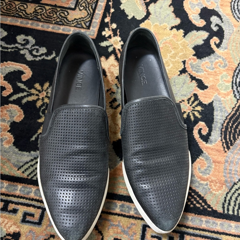 Vince Black Perforated Slip-On Sneakers